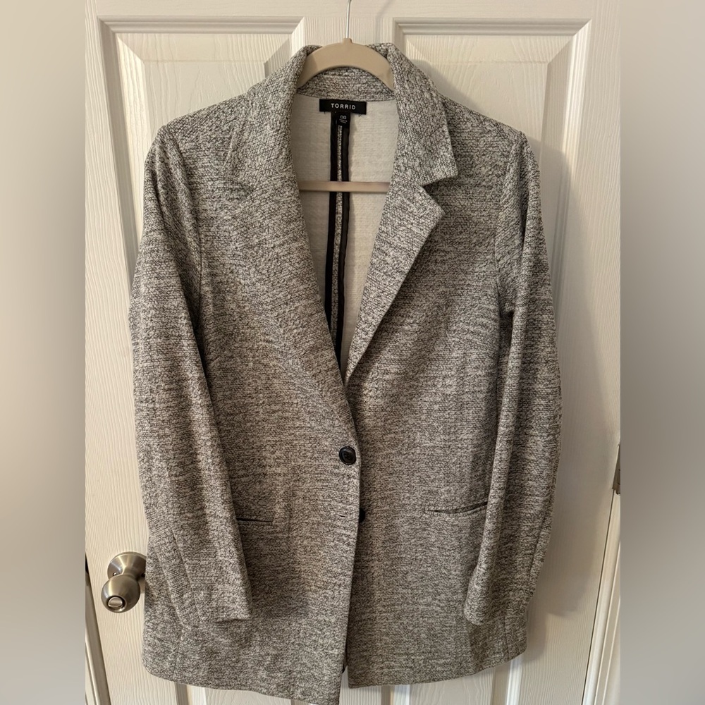 Women's Black and White Blazer Coat